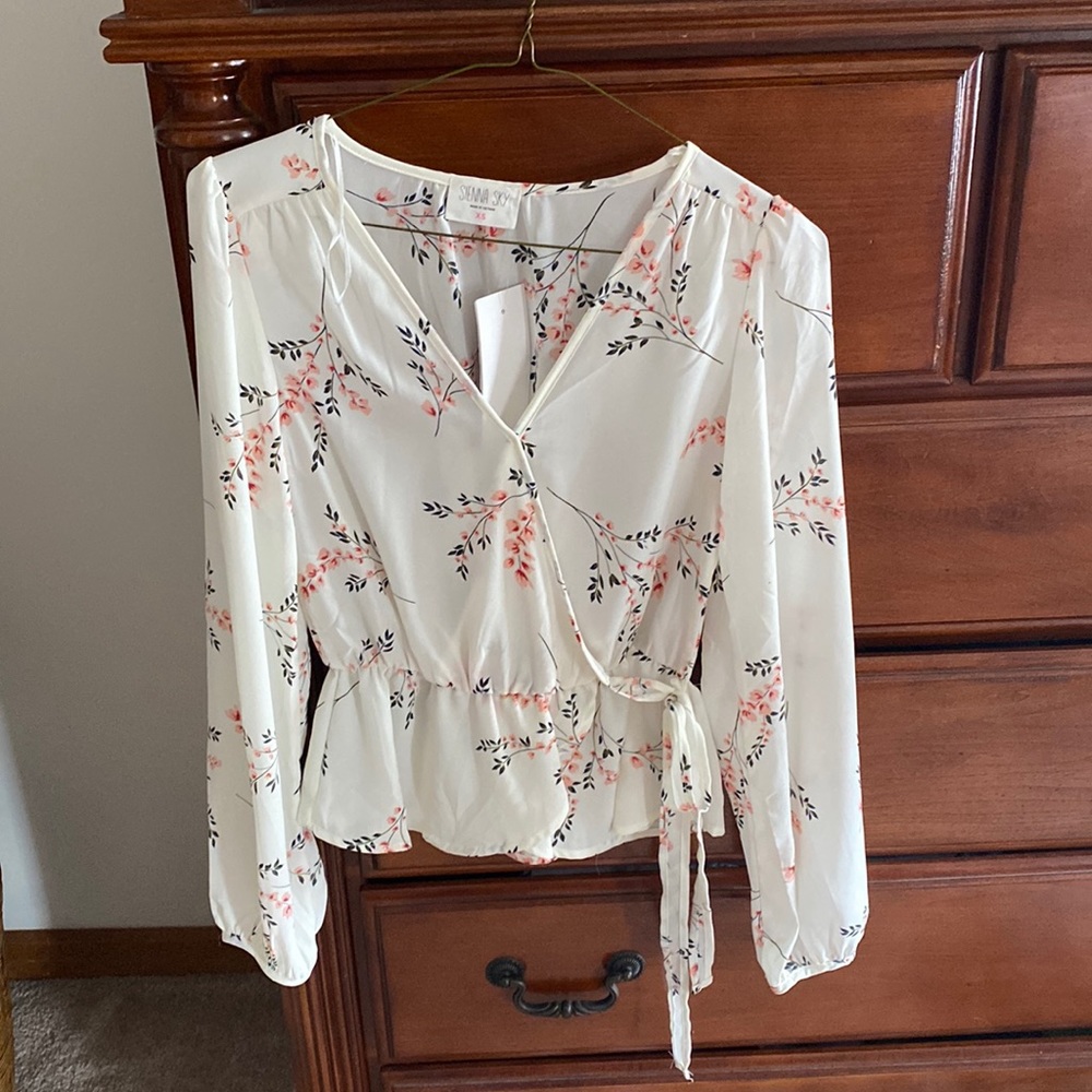 Sienna Sky crossover tie blouse